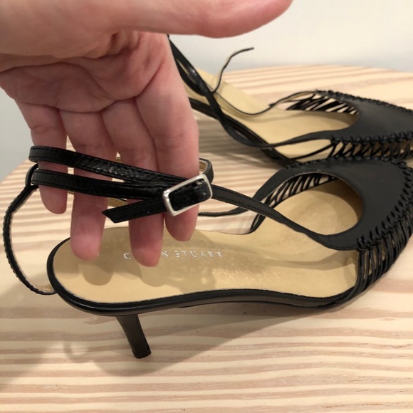 Colin Stuart Leather ankle strappy heel black 8 - Picture 12 of 13